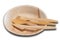 Wooden disposable tableware with plate and cutlery knife spoon fork