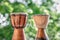 Wooden djembe drums