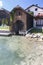 Wooden dock at alpine lake Mondsee