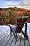 Wooden dock on autumn lake