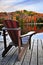 Wooden dock on autumn lake