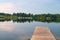 Wooden dock and cottages