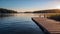 Wooden Dock at Sunset by the Lake