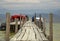 Wooden docks in the lake Tota