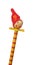 Wooden doll jester on stick with red hat