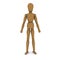 The wooden doll stands