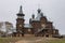 Wooden domes on an ancient church. Kaluga region