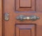 Wooden door brass lock detail