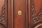 Wooden door with close-up handle, half door, brown door