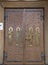 wooden door with Orthodox religious symbols