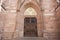 Wooden door of St. Gallus church at Ladenburg town in Germany