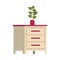 Wooden drawer with houseplant forniture