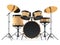 Wooden drums isolated. Black drum kit.