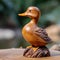 Wooden Duck Figurine Inspired By Nikon D850 - Nature-based Patterns And Thai Art