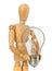 Wooden dummy that maintains a light bulb in hand