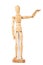 Wooden dummy with raised hand