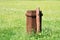 Wooden dustbin in the park