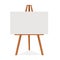 Wooden easel with canvas. Blank space ready for your advertising and presentation. Vector mock up illustration.
