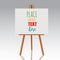 Wooden easel with canvas. Blank space ready for your advertising and presentation. Vector mock up illustration.