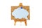 Wooden easel with corkboard and blue speech bubble