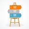 Wooden easel option banner. Vector