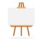 Wooden easel with whiteboard vector flat isolated