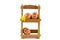 Wooden egg rack with three eggs with facial expressions