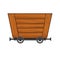 Wooden empty mine cart. Cartoon mine trolley. Vector design illustration isolated on white background