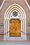 Wooden entrance door of church