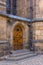 Wooden entrance door to the medieval temple, St. Vitus Cathedral, Prague, Czech Republic