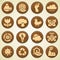 Wooden environment icons set