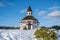 Wooden evangelic chapel in Tesarov in wintertime