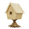 Wooden fairy house on a stump isolated on a white background. 3d