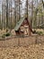 Wooden fairy tales house in the forest