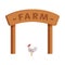 Wooden Farm Gate Cartoon Vector Illustration on White Background