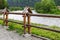 Wooden fence along the riverbed