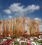 Wooden fence in flowers