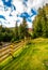 Wooden fence in forest camping place