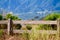 Wooden Fence in Front of Santa Ynez Mountains Native Grass Chaparral