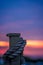 Wooden fence rope and Cornish sunset sky