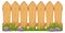 Wooden fence seamless border. Horizontal cartoon hedge