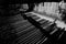 wooden fence shadows during night exposure