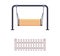 Wooden Fence and Swing Seat Suspended on Frame as City Park Element Vector Set