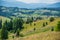 Wooden fences and farm community in mountains