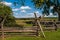 Wooden fences lining part of the Antietam National Battlefield in Sharpsburg, Maryland, USA