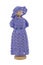 Wooden figure with crocheted blue ball gown