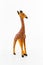 Wooden figure of a giraffe on white background