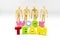 Wooden figures posing as business men behind the words TEAM and WORK, isolated on white