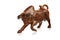 Wooden figurine of a bull on a white background