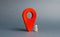 The wooden figurine of the child stands near a huge red pointer. tracking the location of the child in real time, parental control